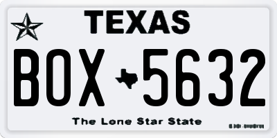 TX license plate BOX5632