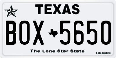 TX license plate BOX5650