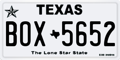 TX license plate BOX5652