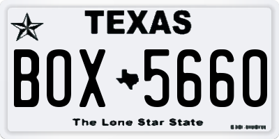 TX license plate BOX5660