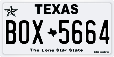 TX license plate BOX5664