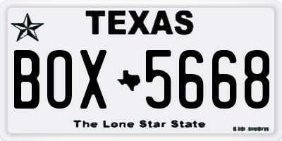 TX license plate BOX5668