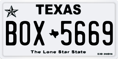 TX license plate BOX5669