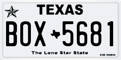 TX license plate BOX5681