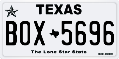 TX license plate BOX5696
