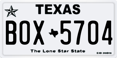 TX license plate BOX5704