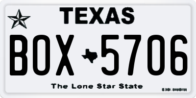 TX license plate BOX5706