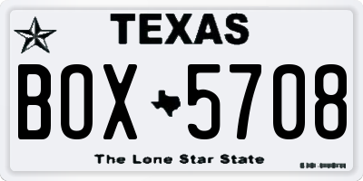 TX license plate BOX5708