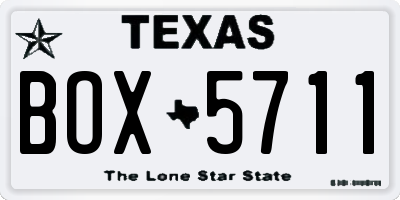 TX license plate BOX5711