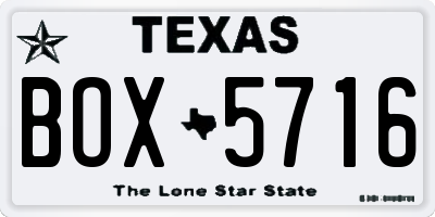 TX license plate BOX5716