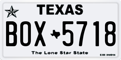 TX license plate BOX5718