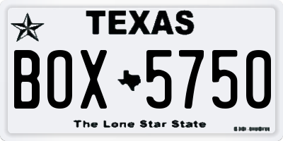 TX license plate BOX5750