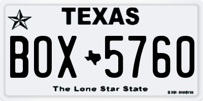TX license plate BOX5760