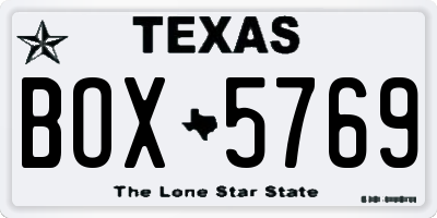 TX license plate BOX5769