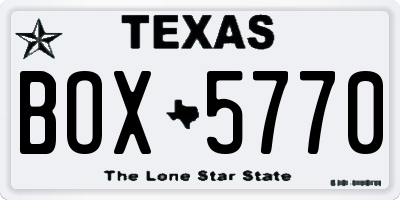 TX license plate BOX5770
