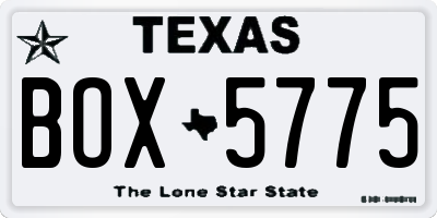 TX license plate BOX5775