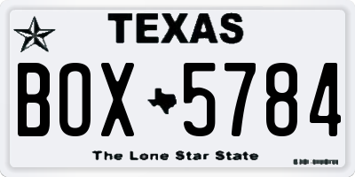 TX license plate BOX5784