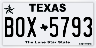 TX license plate BOX5793