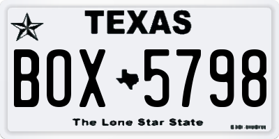 TX license plate BOX5798