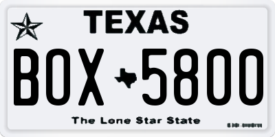 TX license plate BOX5800