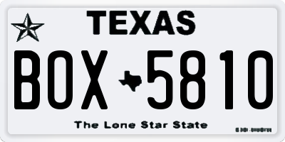 TX license plate BOX5810