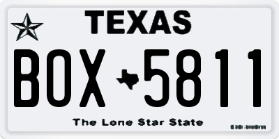 TX license plate BOX5811