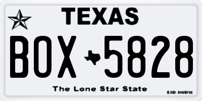 TX license plate BOX5828