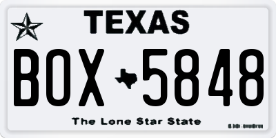 TX license plate BOX5848