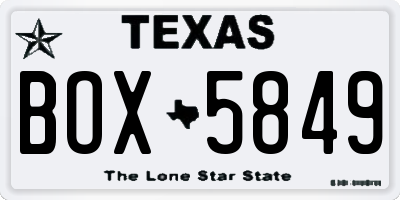 TX license plate BOX5849