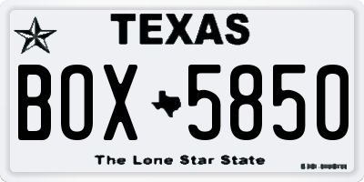 TX license plate BOX5850