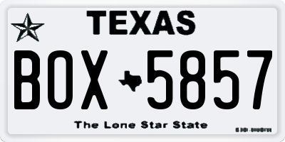 TX license plate BOX5857