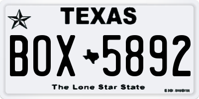 TX license plate BOX5892
