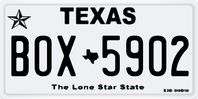TX license plate BOX5902