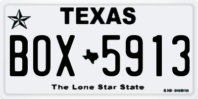 TX license plate BOX5913