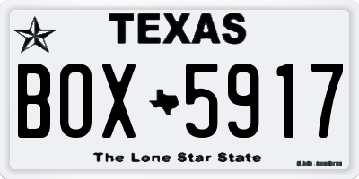 TX license plate BOX5917