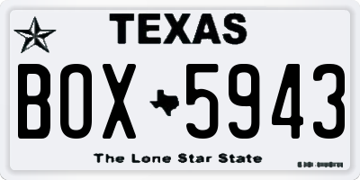 TX license plate BOX5943
