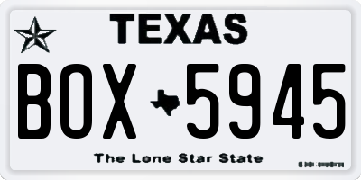 TX license plate BOX5945