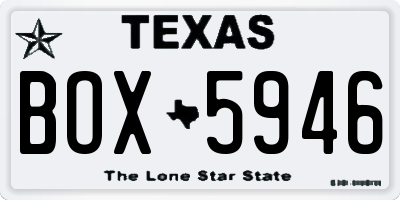 TX license plate BOX5946