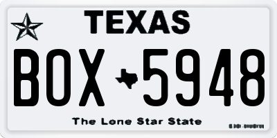 TX license plate BOX5948