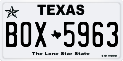 TX license plate BOX5963