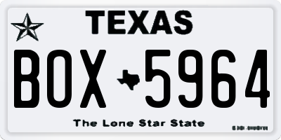 TX license plate BOX5964