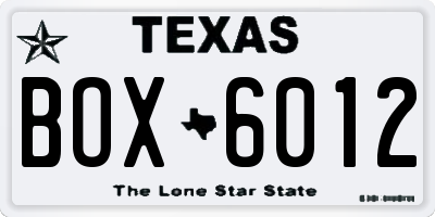 TX license plate BOX6012