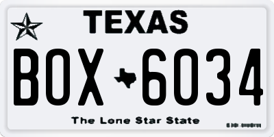 TX license plate BOX6034