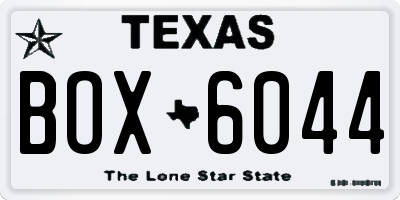 TX license plate BOX6044