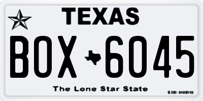 TX license plate BOX6045