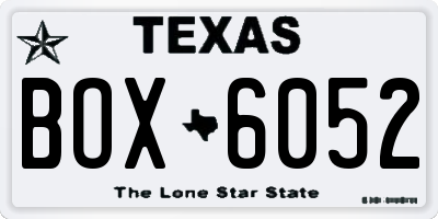 TX license plate BOX6052