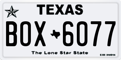TX license plate BOX6077