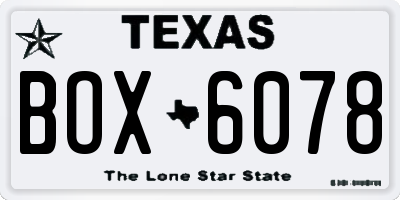 TX license plate BOX6078