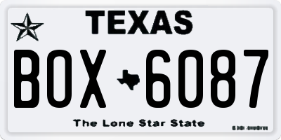 TX license plate BOX6087