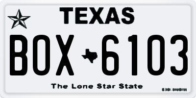 TX license plate BOX6103